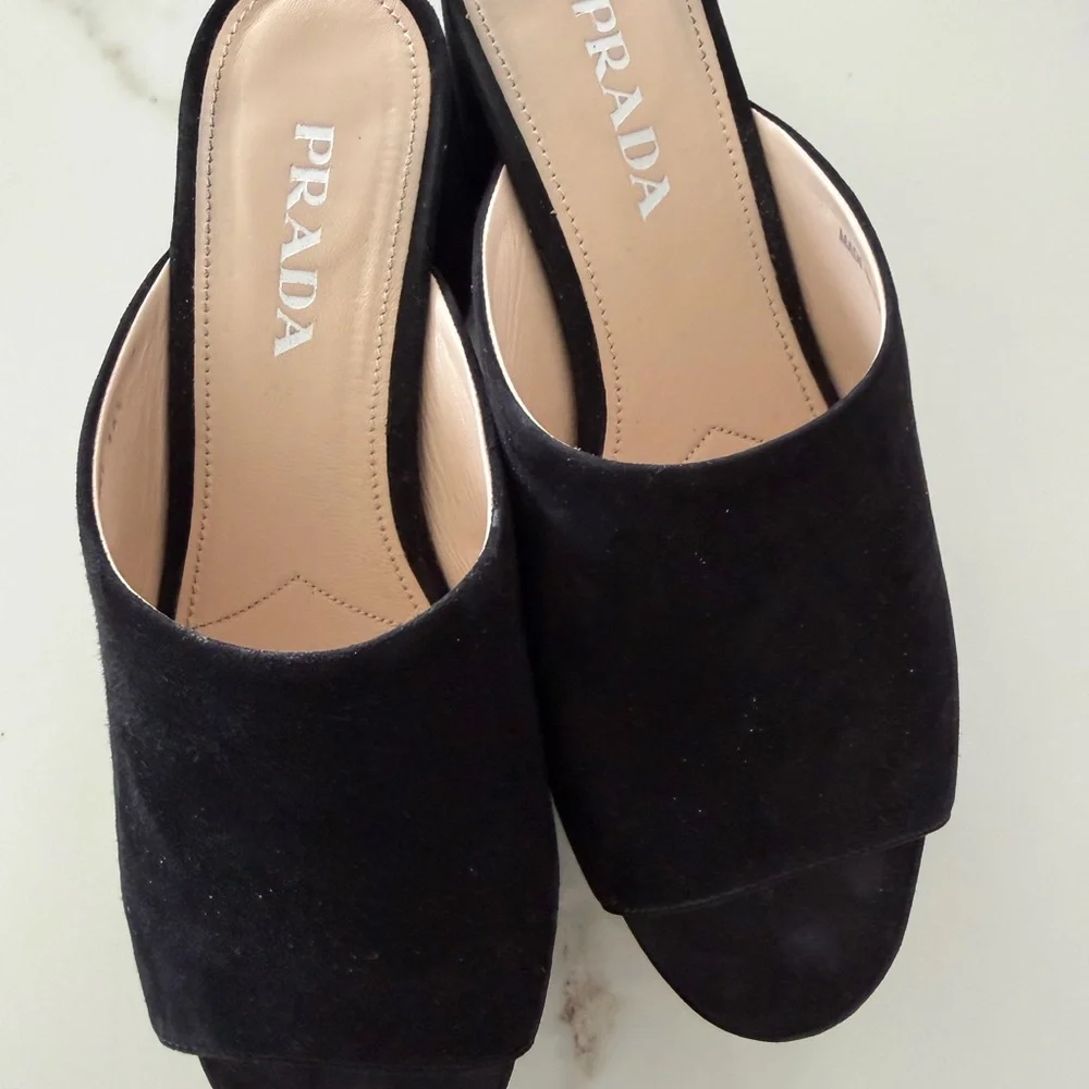 Prada Suede Platform Mules